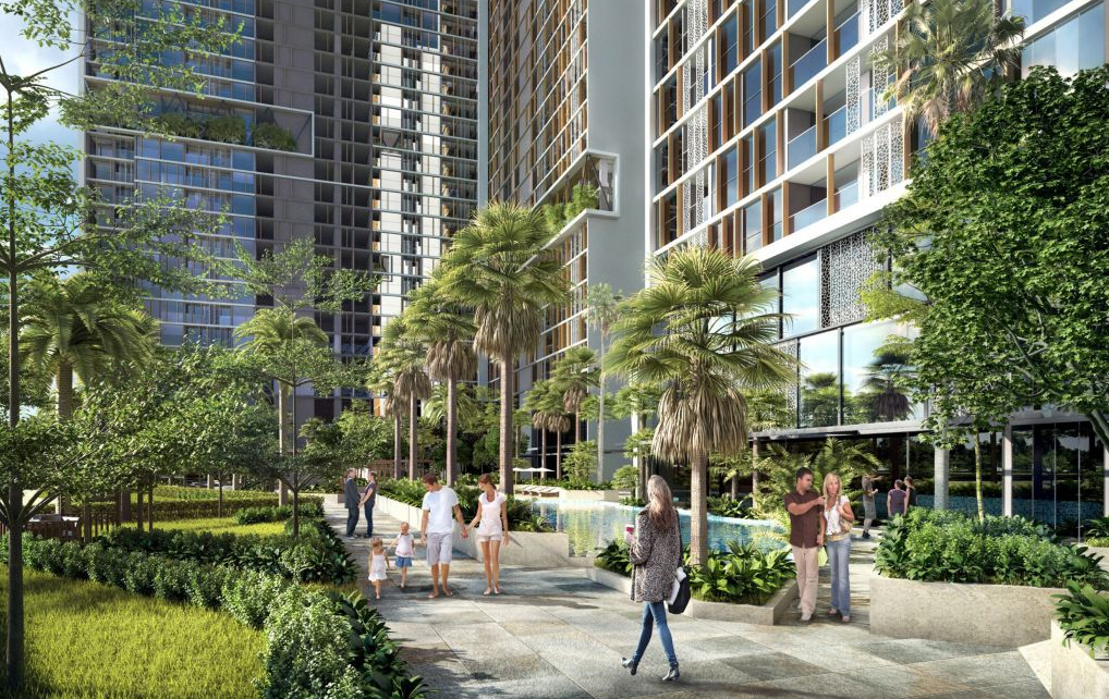 khuôn viên dạo bộ chung cư Anland Lakeview